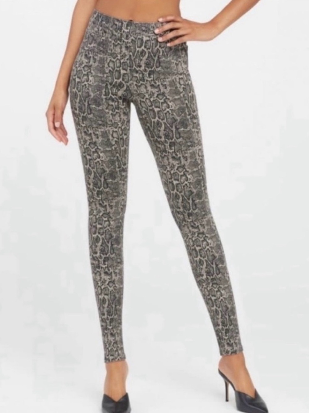 SPANX Jean-ish Snakeskin Print Ankle Leggings Size M High Rise Slim